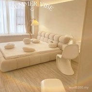Bed Light Bed Double Bed Large Style Luxury Bed Modern Fuzhu Bed Foam Cream Net Simple Fu Red Skin C