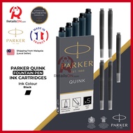 Parker Quink Fountain Pen Ink Cartridges - Black / Fountain Pen Ink Refill [1 Pack of 5] - Black (ORIGINAL)