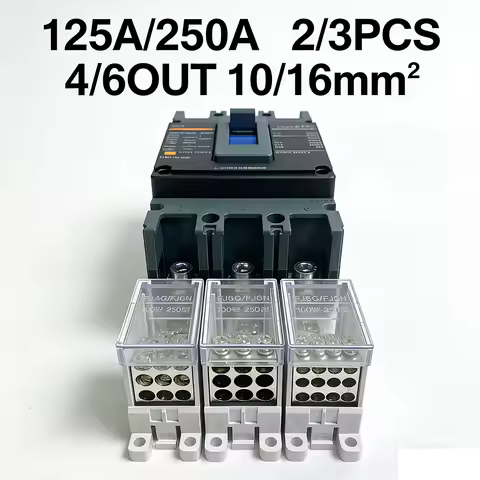 2/3PCS125A/250A MCCB Terminal Block Split Adapter 1in4/6Out 10mm²/16mm² Cable for Cars and Ship Dist