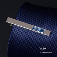 Romguest | Silver Stainless Steel Crystal Inlay Tie Clip
