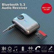 Bluetooth 5.3 AUX Receiver 3.5mm Wireless Adapter With Mic For Car TV Speaker PC Headphone TF Card S