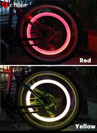 ชุดยาง X-TIGER วาล์วไฟจักรยานไฟ LED นีออนแสงแฟลชรถมอเตอร์ไซค์วาล์วรถจักรยานซีล้อคาร์บอนไฟอุปกรณ์รถจักรยาน