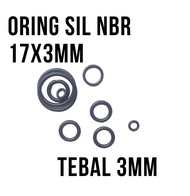 O ring Tebal 3mm X 17mm Nbr N70  (Tebal :3mm Id: 17mm Od:23mm)