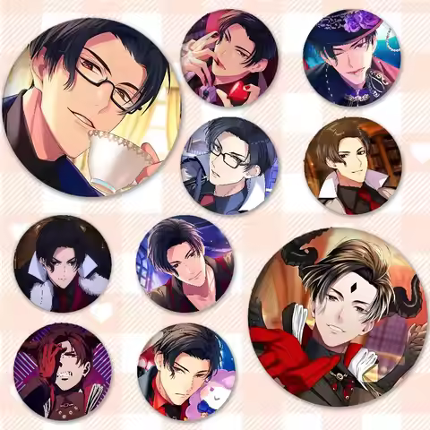 Cartoon O-Obey Me Lucifer Cool Badges Peripheral Lapel Pins Tinplate Round Brooch For Shoulder Bag A