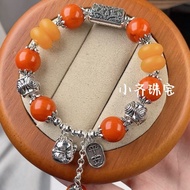 A New Style 999 Sterling Silver Retro Old Beeswax Color Bracelet Auspicious Peace Lucky Cat Artifici