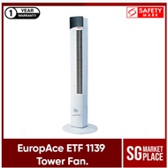 EuropAce ETF 1139 1.1m Tower Fan. Powerful 60W Motor. with Remote Control. 1 Year Warranty. Safety Mark Approved.