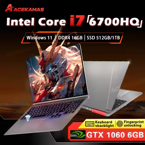 ACEKAMAS 2025 16" Gaming Laptop Intel Core i7 6700HQ GTX 1060 IPS 1920*1200 Windows 11 Pro Gamer PC 