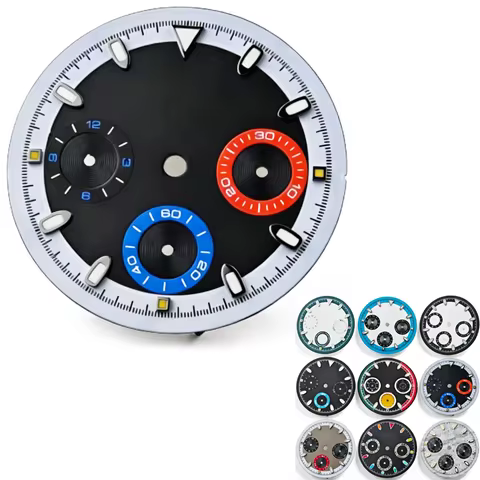 29.5mm VK63 Watch Dial C3 Green Luminous Racing Draiver Chronograph No logo For Seiko Daytona VK63 Q