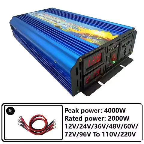 2000W 12V 24V 36V 48V 60V 72V 96V To 110V 220V High-power Photovoltaic Pure Sine Wave Inverter LED D