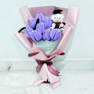 [Free Wish Card] Finished Product Rose Tulips Chenille Flower Bouquet Graduation Farewell Wedding Ev
