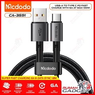 MCDODO - Type C Data Cable - Max 100W 6A - USB Type A to Type C - Nylon - Aluminum Alloy