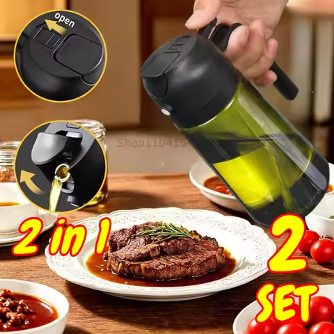 2-in-1 Oil Sprayer Dispenser Olive Oil Dispenser Oil Spray Bottle Plastic Spray Bottle for Cooking A