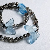海藍寶蝴蝶。爆閃海藍寶雙圈手串