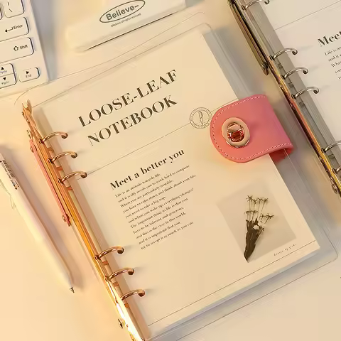 A5 B5 Rose Gold With Wallet Button 90 Sheet Inner Page Binder Notebook Cover Diary Agenda Planner Pa