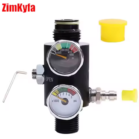 Dual Gauge Adjustable HPA Regulator Pneumatic Air Valve Fill Station Regulated Output 0 to 3000psi M