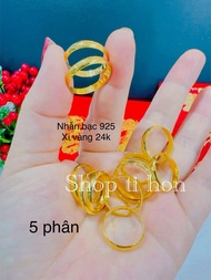 Nhẫn trơn 5 phân bạc xi vàng 24k ( nhẫn có khắc kí hiệu )