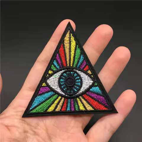 Colorful Eye Size: 7.0*7.0cm Cloth Embroidery Patch Stripe for Clothes Applique Clothing Sticker Diy