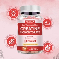 Mulittea Creatine Monohydrate Gummies With Collagen BCAA 3000mg Instant Sunflower Beet Root Gain Str