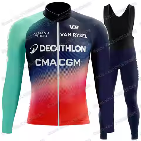 2026 Team-CMA-CGM Cycling Jersey Set Autumn Winter France Belgium Cycling Clothing Men Road Bike Jac