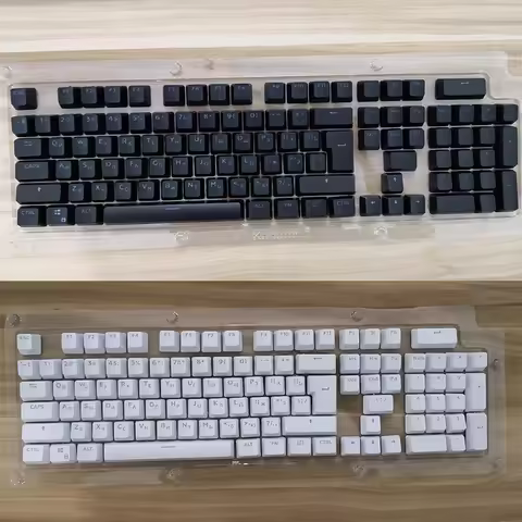 3 Styles Translucent Double Shot PBT 104 Keycaps Russian Translucent Backlight Keycaps For Cherry MX