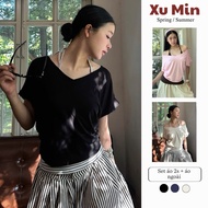 Xu Min Min T-shirt Set (2s Shirt + Outerwear) Trendy Turtleneck Shape (Cardneck Set)