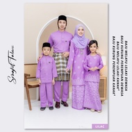 Set Family Kurung Songket Tabur Printed | Baju Melayu Moden | Purple Lilac