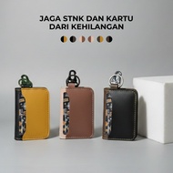 2-Color Combination Motorcycle Car Snaphook Wallet with Embossed Motif and 4 Slots Keychain - MDS C0