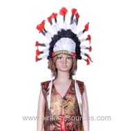 READY STOCK Sarawak Native Iban Dayak Bidayuh Boy Traditional Headgear Red Indian Headgear Feather Fur Headgear Borneo Indigenous Costume