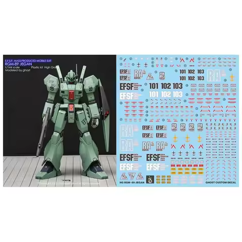 Model Decal for 1/144 HGUC RGM-89 JEGAN 097 Model Kit Ghost Custom Fluorescent Color Water Stickers 