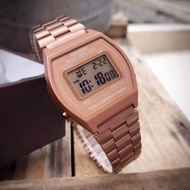 นาฬิกา Casio นาฬิกาข้อมือผู้ชาย หญิง พิ้งโกลด์ สีน้ำตาลมาใหม่ สายสเเตนเลส รุ่น B640WC-5A  เเถมฟรีกล่องพร้อมถุงยกเช็ต