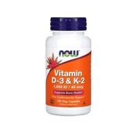 Vitamin D-3 & K-2 (120 Veg Capsules) Now Foods