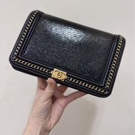 Chanel黑金蜥蜴皮滾邊WOC
