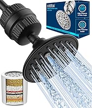 Cobbe Filtered Shower Combo, 6 Spray shower head，20 Stage Shower Filter - Removes Chlorine and Heavy Metals - High Pressure Shower Filter matte black