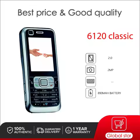 Original Unlocked 6120 classic Loudspeaker Bluetooth Mobile Phone Russian Arabic Hebrew Keyboard Mad