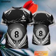 Custom Name Billiard Pool 8 Ball 3D All Over Printed Men Tshirt Male Summer Round Neck Tee Female To