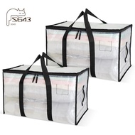 Clothing Storage Bag for Bedding, 2 Pack Clear Large Storage Bags, 95L Moving Organizer Bags with Zi