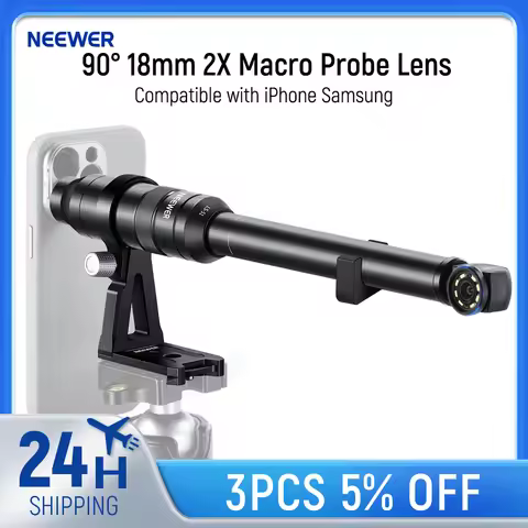 NEEWER 18mm 90° 2X Macro Probe Lens for Phone Cage/Phone Case with 17mm Lens Adapter Compatible with