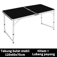 meja lipat koper 4 kursi meja lipat meja koper aluminium meja  - hitam-b