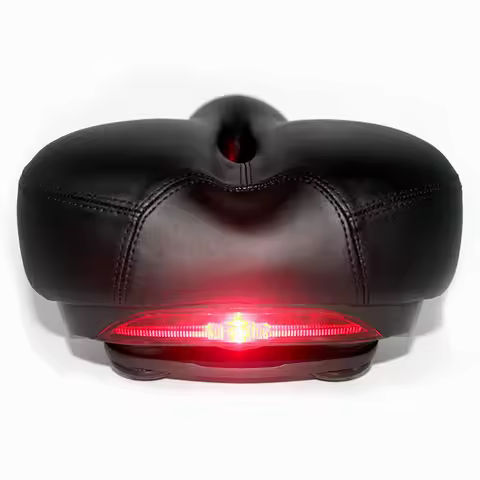 DRBIKE Bike Saddle Comfortable Thicken Soft Seat Sponge Big Cushion with Warning Taillight MTB Mount