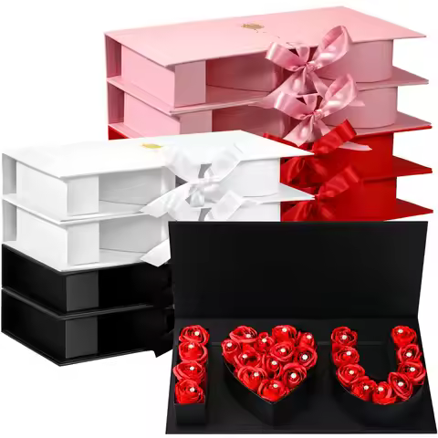 1-4Pcs Valentines Day I Love You Empty Rose Flower Gift Box Heart Shape Butterfly Letter Shaped Eter