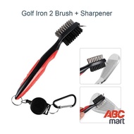 Golf iron 2 side Brush Wires & Nylon + Sharpener - golf stick cleaner