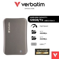 Verbatim Vx560 External SSD Drive (Type-C to USB3.1 Gen2) 128GB/256GB/512GB/1TB  [ 66394, 66395, 663