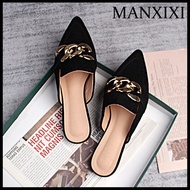MANXIXI รองเท้าโลฟเฟอร์แฟชั่นผู้หญิงรองเท้าแตะเรียบรองเท้าแตะโซ่ทองสวย (ขนาด36-43)