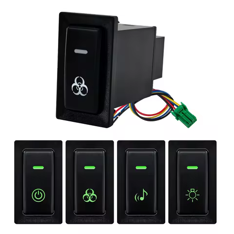 12V Push Switch Green Light Bar Radio Music Beacon For Toyota Land Cruiser 60 75 80 Prado 90/92 Hilu