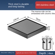 Xinkunlong 15x15cm Gray 304 Stainless Steel Hidden Floor Drain
