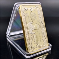 USA 10000 Dollar Bullion 24K Gold Bar American Metal Coin Golden Bars USD With Capsule