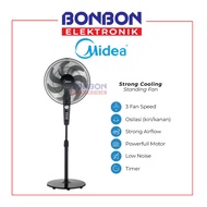 Midea 16 Inch Standing Fan FS40-24E / FS40 / FS4024E - Black - Strong Cooling - Stand Fan