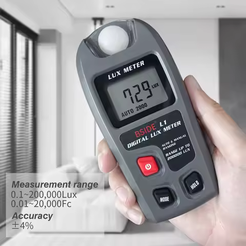 BSIDE L1 Digital Lux Meter Professional 200000 Light Meter FC Lux Illuminometer Photometer Tester LC
