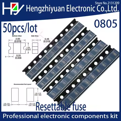 2012 Self-Recovery Fuse 0805 0.05A 0.1A 0.2A 0.3A 0.5A 0.75A 1A 2A SMD Resettable Fuse PPTC PolySwit