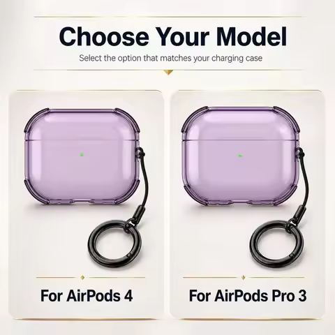 Transparent Colour Case For AirPod Pro 3 2025 with Lanyard Keychain Shockproof Non-Slip Rugged Prote